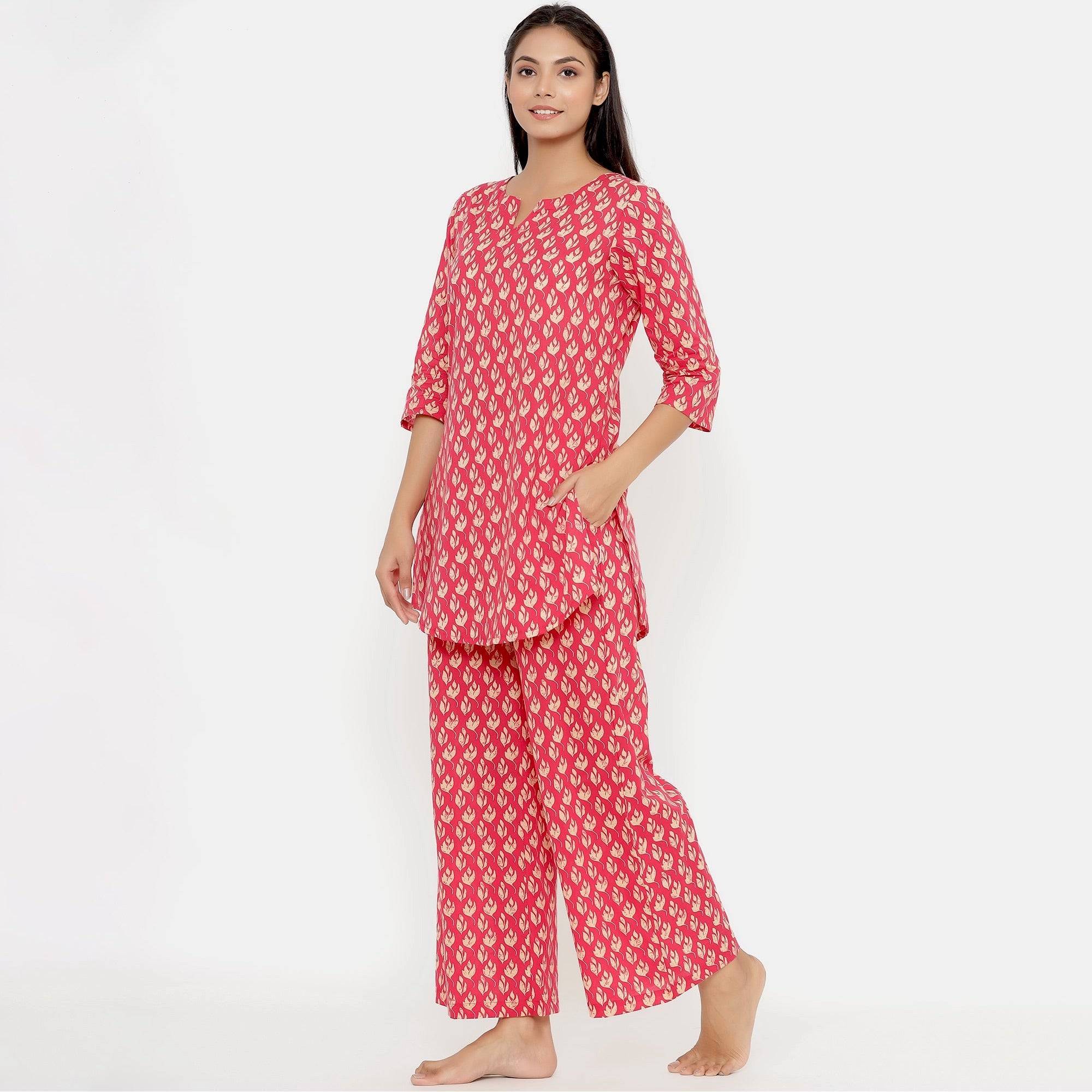 Flaming Leaves On Red Loungewear