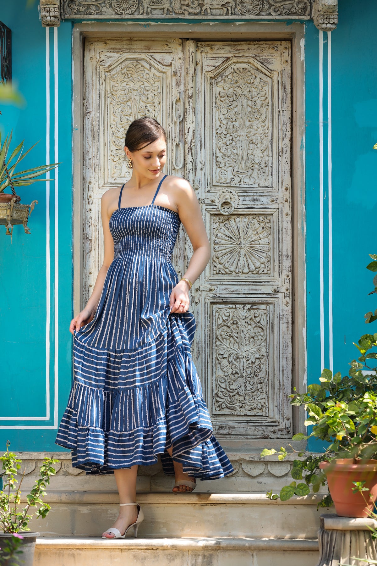 Blue Hawaiian Silk Dress