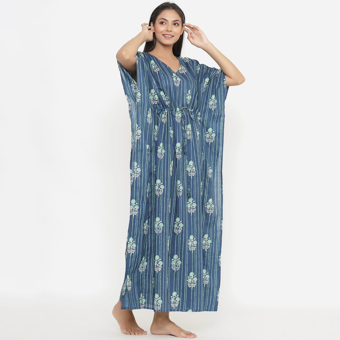 Flowing Bouquet on Indigo Loungewear