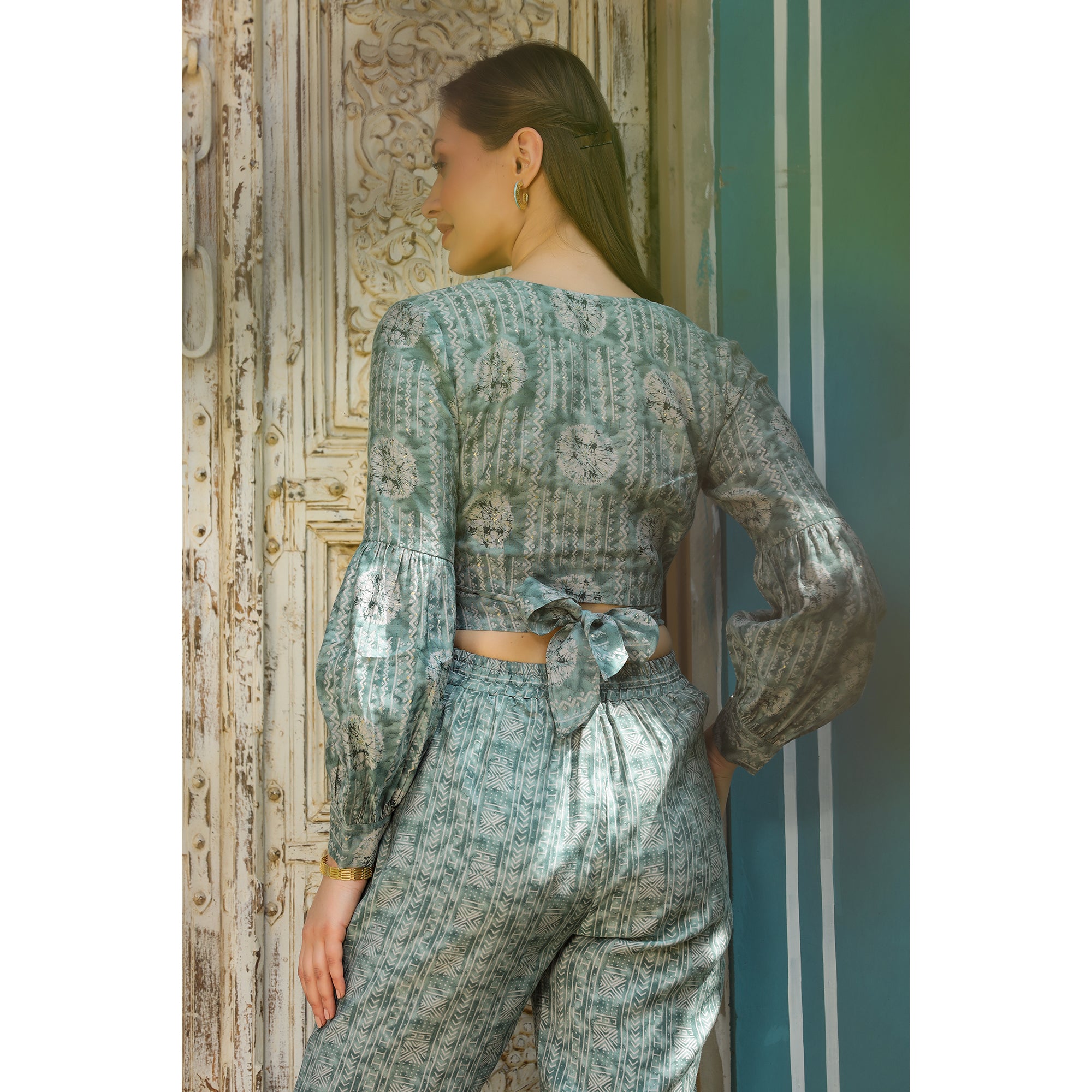 Tea Green Silk Co-ord Set