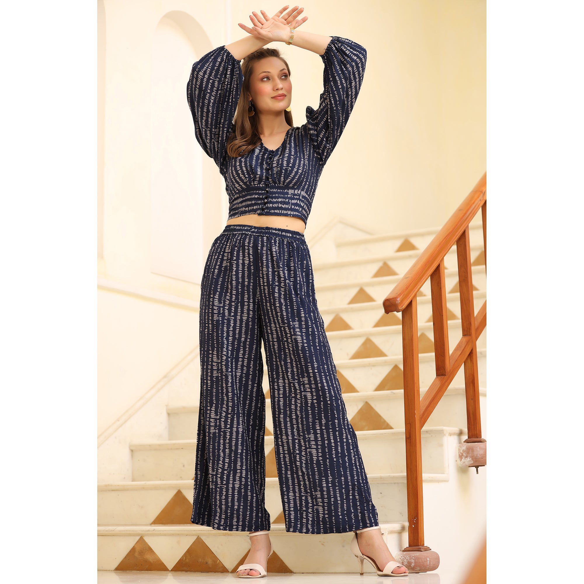 Navy Blue Ensemble Silk Co-ordinate Set