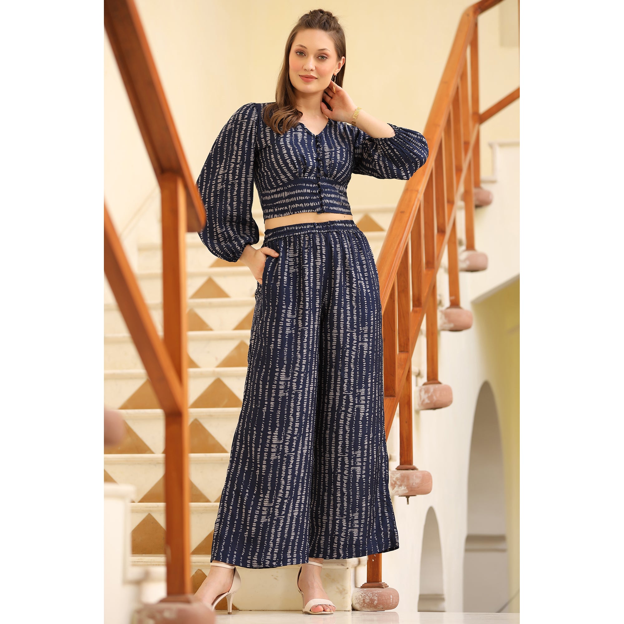 Navy Blue Ensemble Silk Co-ordinate Set