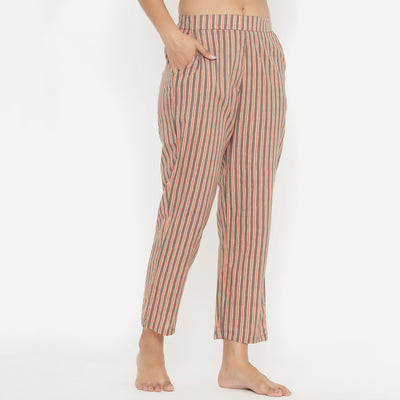 Floral Mosaic with Stripes on Grey Loungewear