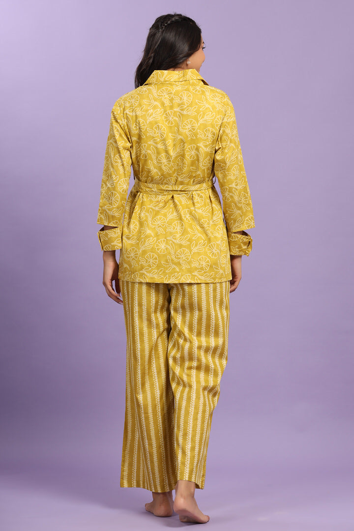 Nui Shibori on Yellow Cotton Three piece Set