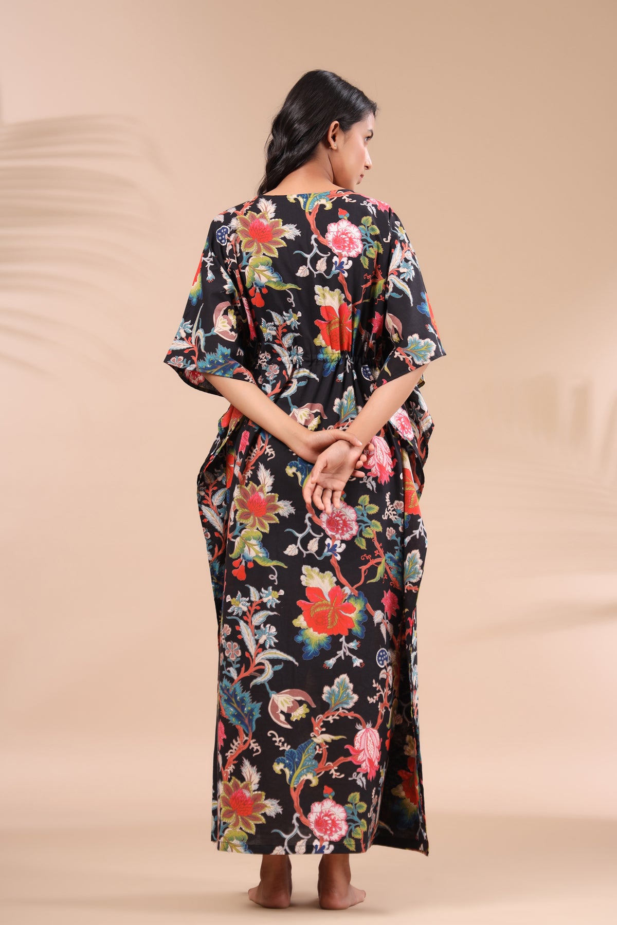 Multicoloured Jaal on Black Kaftan