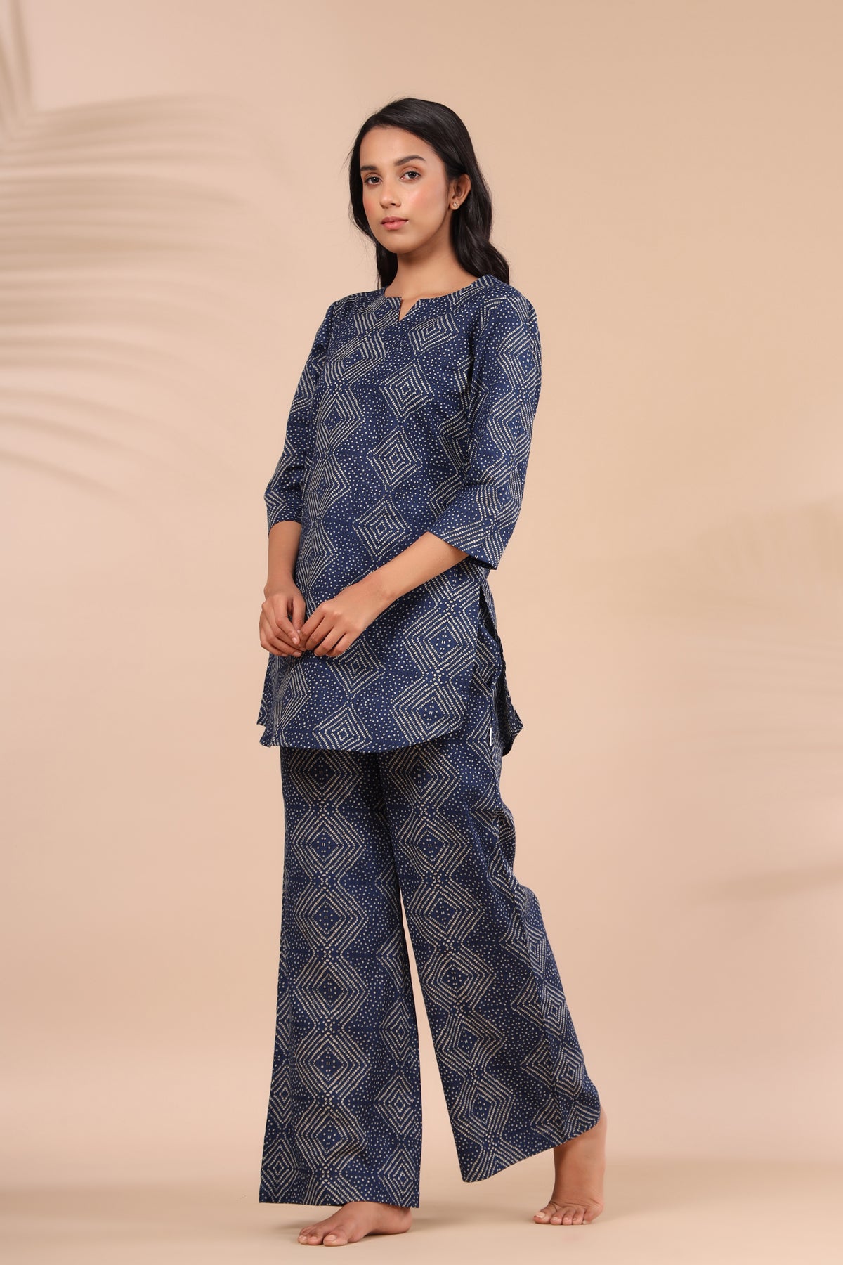 Zig-Zag Bhandani on Indigo Loungewear Top Set