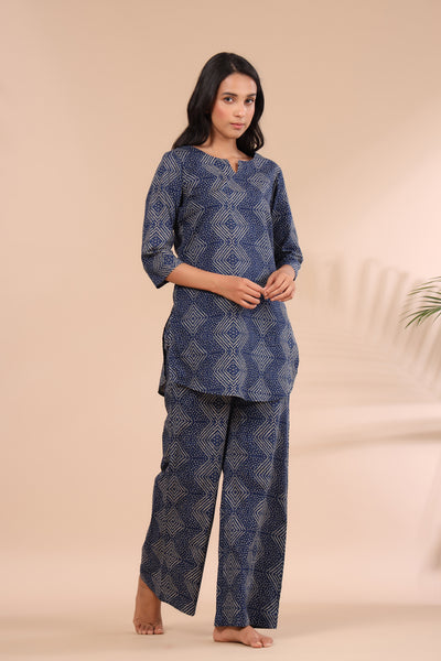 Zig-Zag Bhandani on Indigo Loungewear