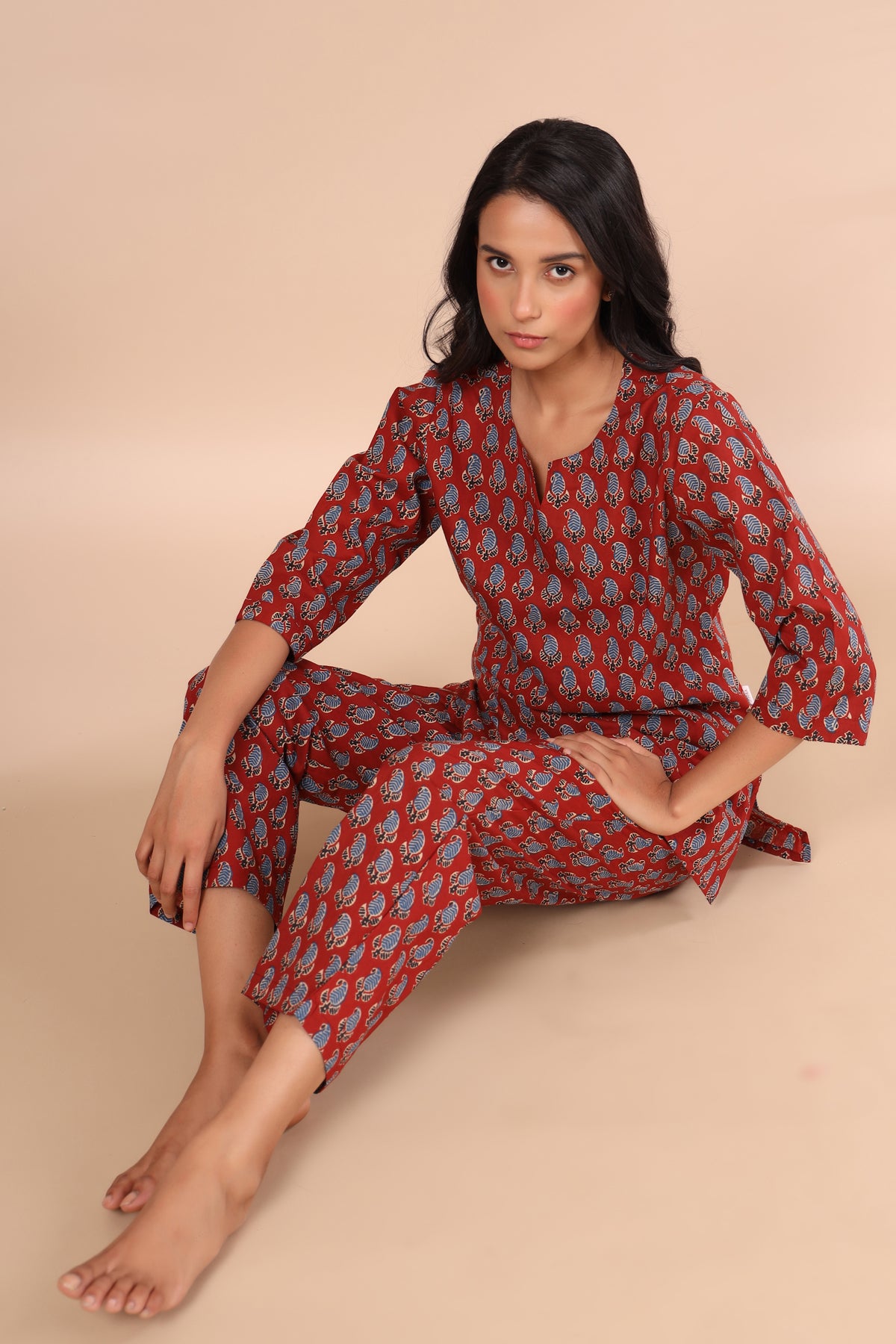 Paisley on Maroon Loungewear Top Set