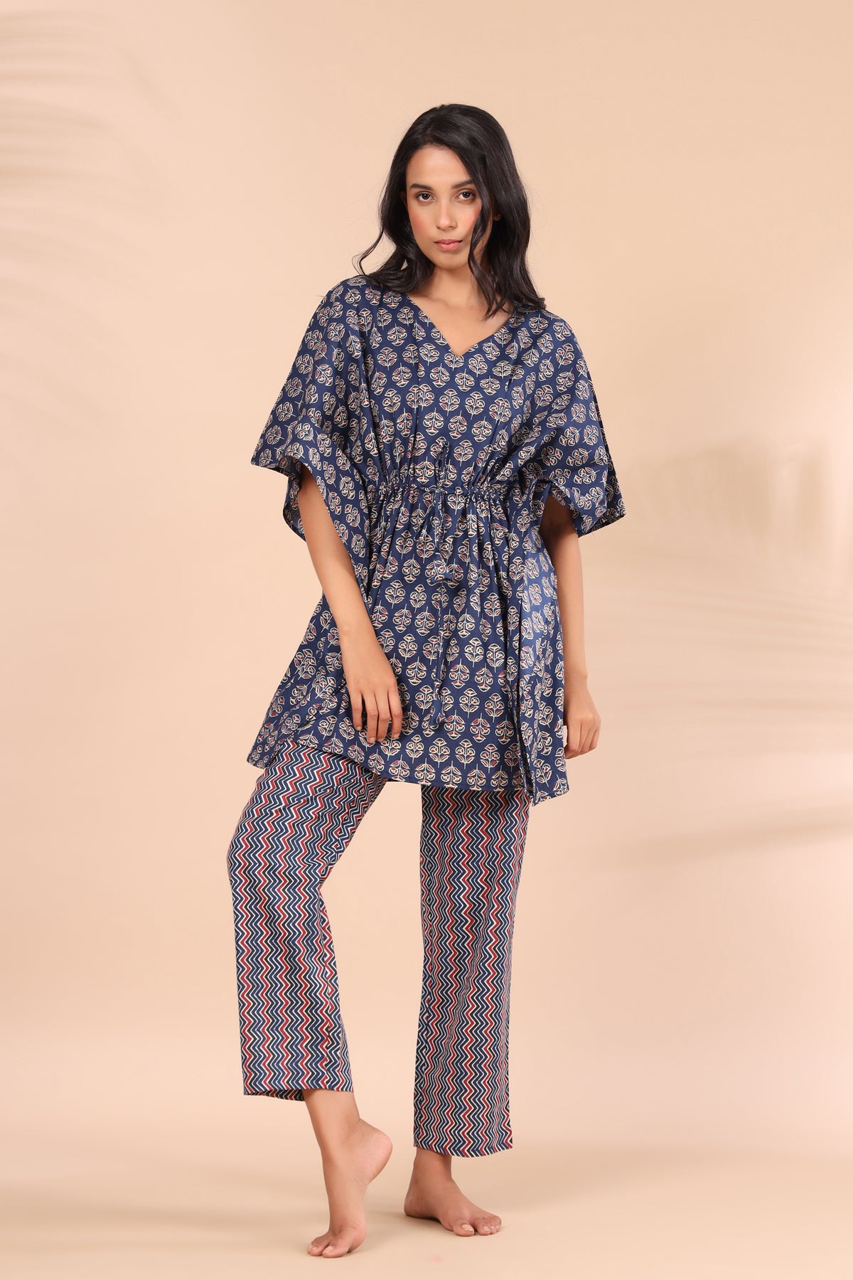 Paisley on Blue Kaftan Pajama Set