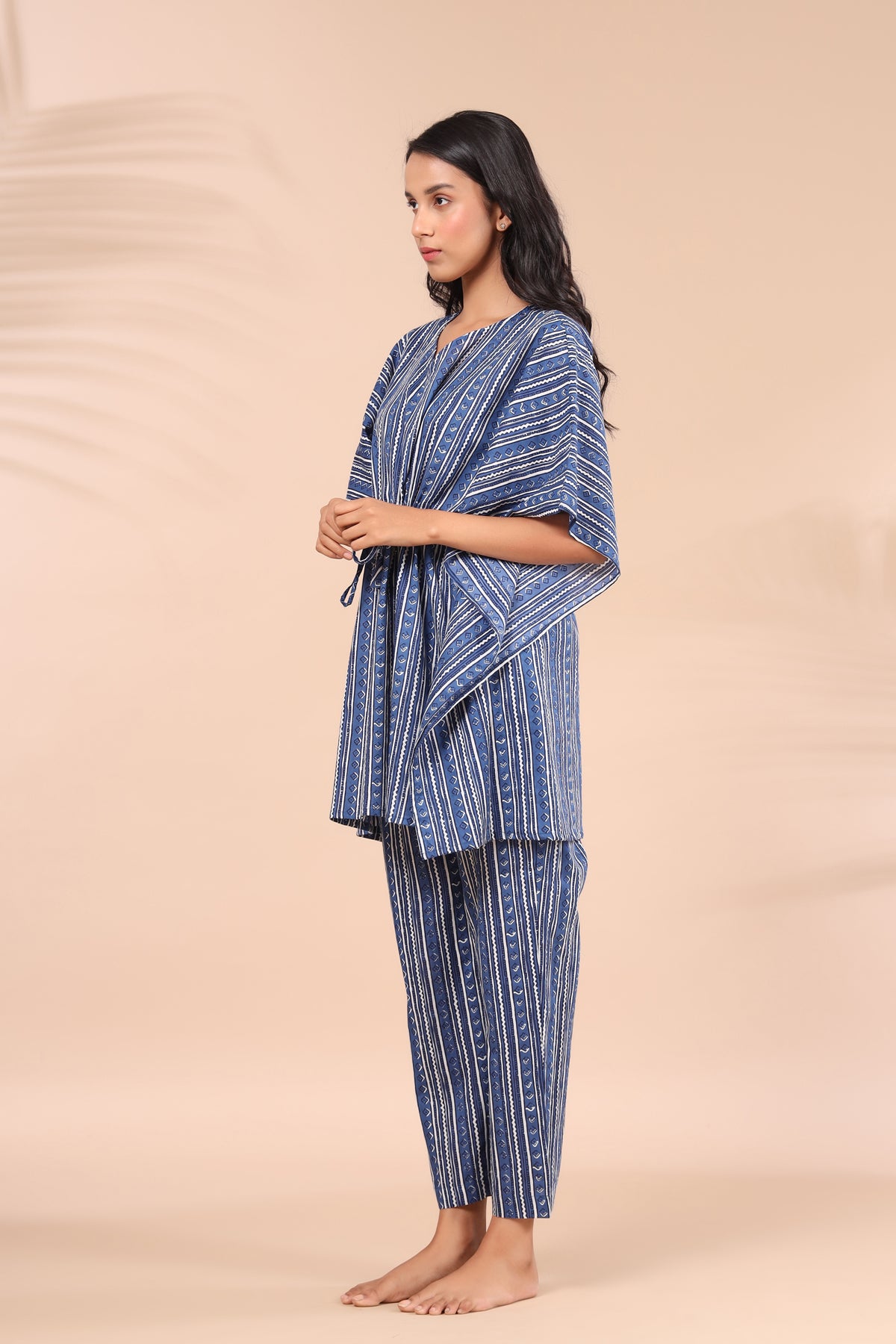 BlueBerry Stripes on Blue Kaftan Pajama