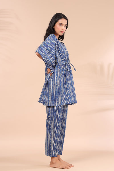 BlueBerry Stripes on Blue Kaftan Pajama