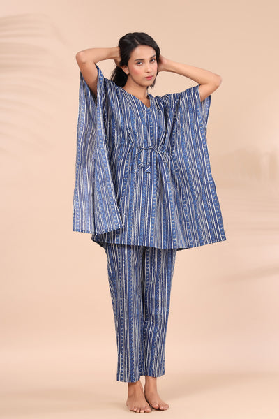 BlueBerry Stripes on Blue Kaftan Pajama