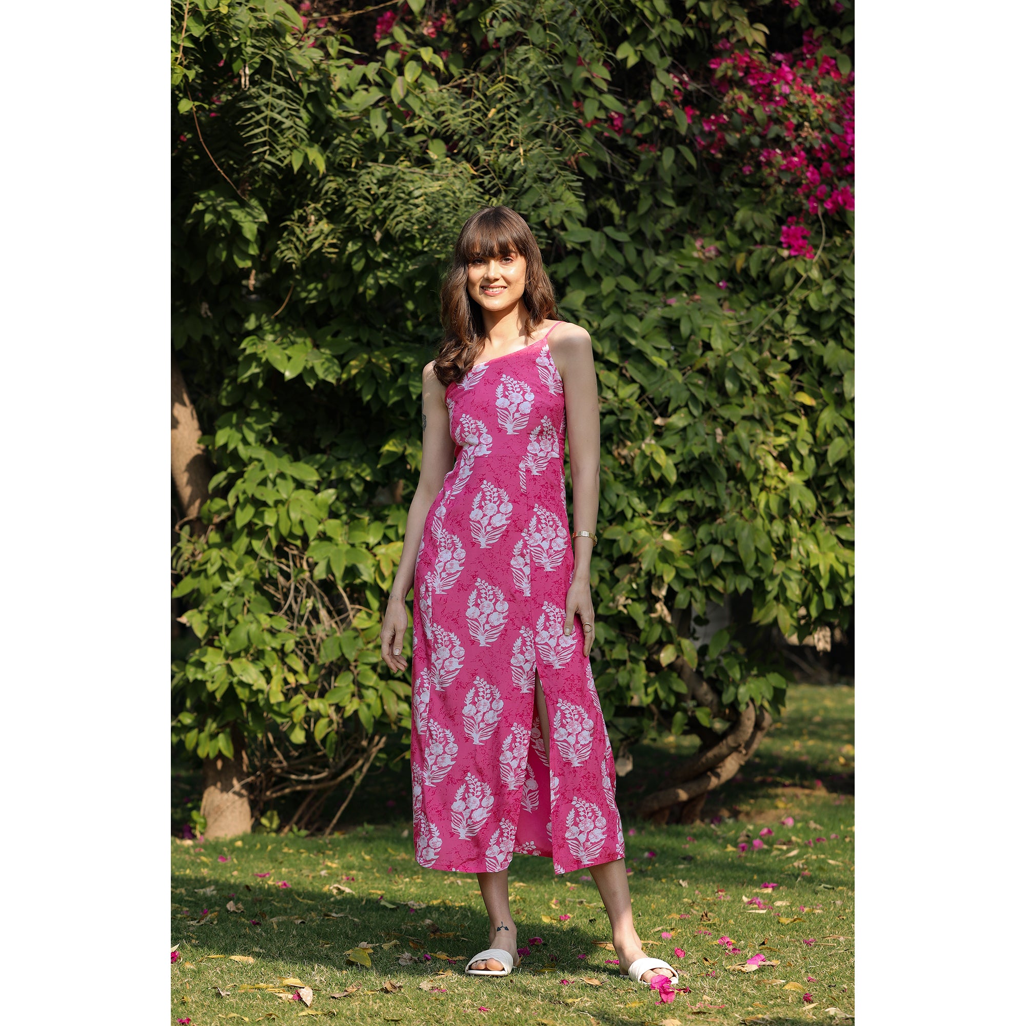 Royal Motif on Pink Silk Dress