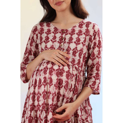 Daabu on Off-white Feeding Maternity Midi Dress