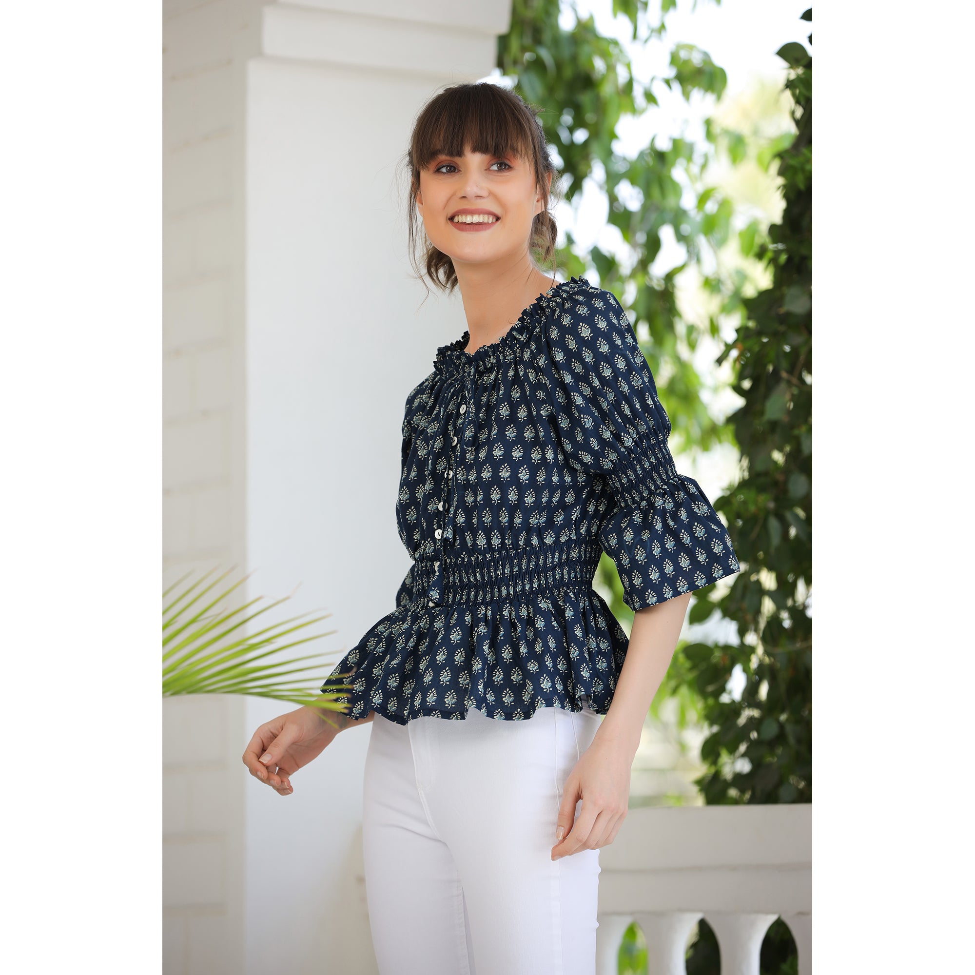 Indigo Garden Cotton Top