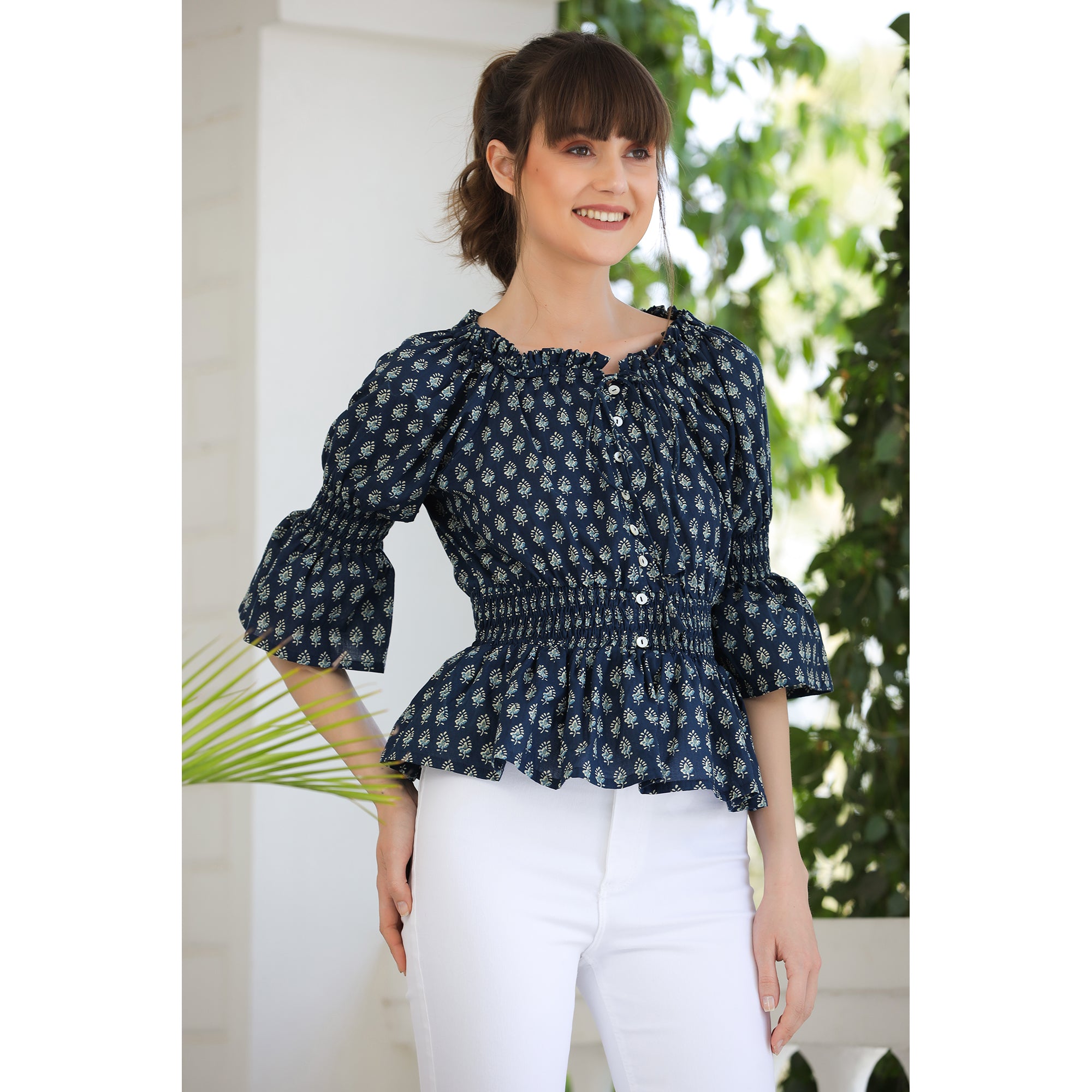 Indigo Garden Cotton Top