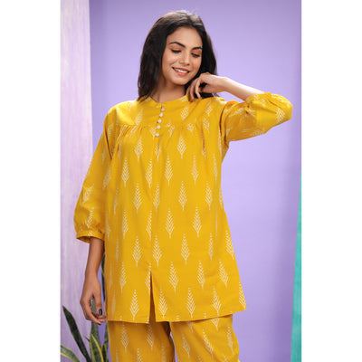 Tropical Trees On Mustard Loungewear