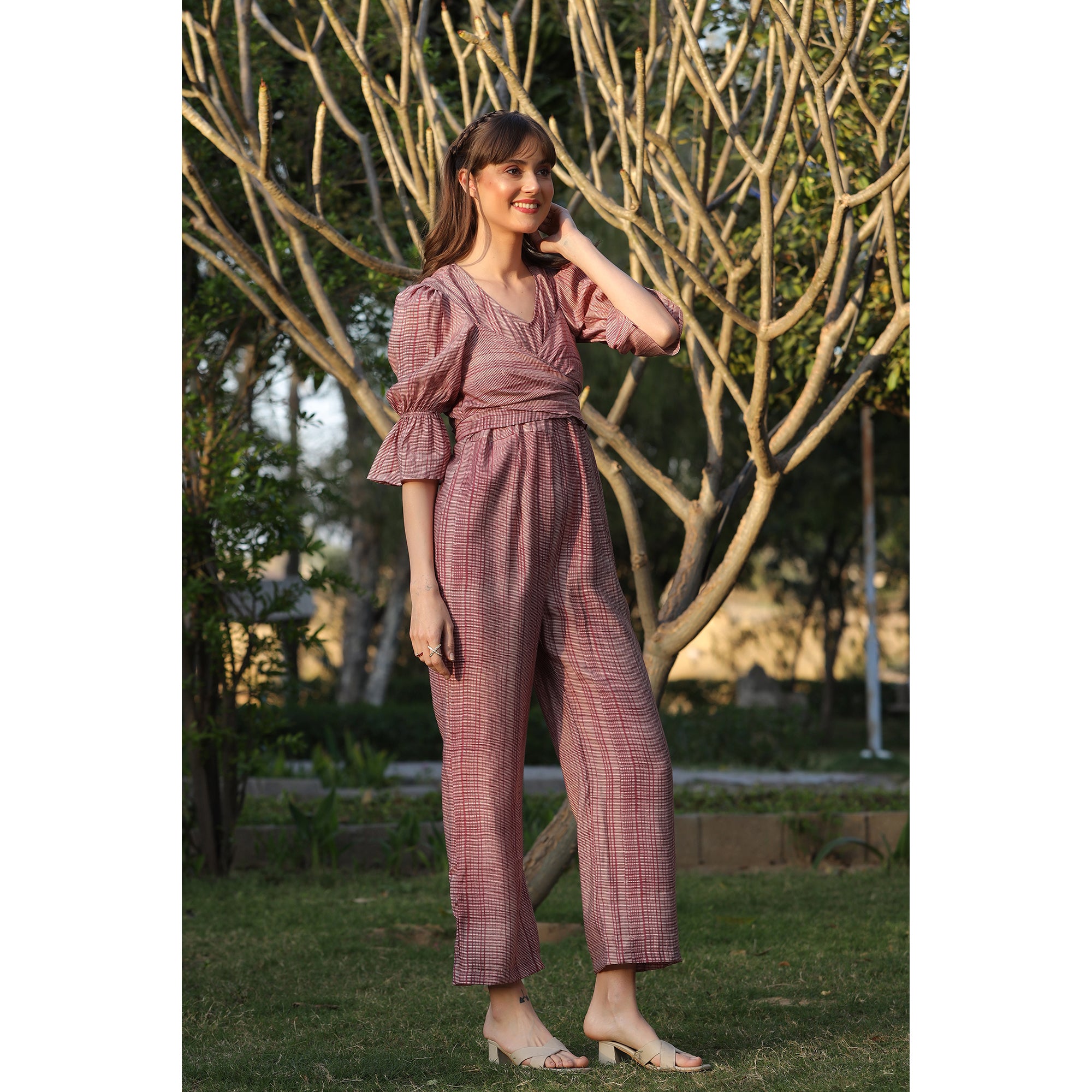 Pink Gooseberry on Russian Silk Jumpsuit