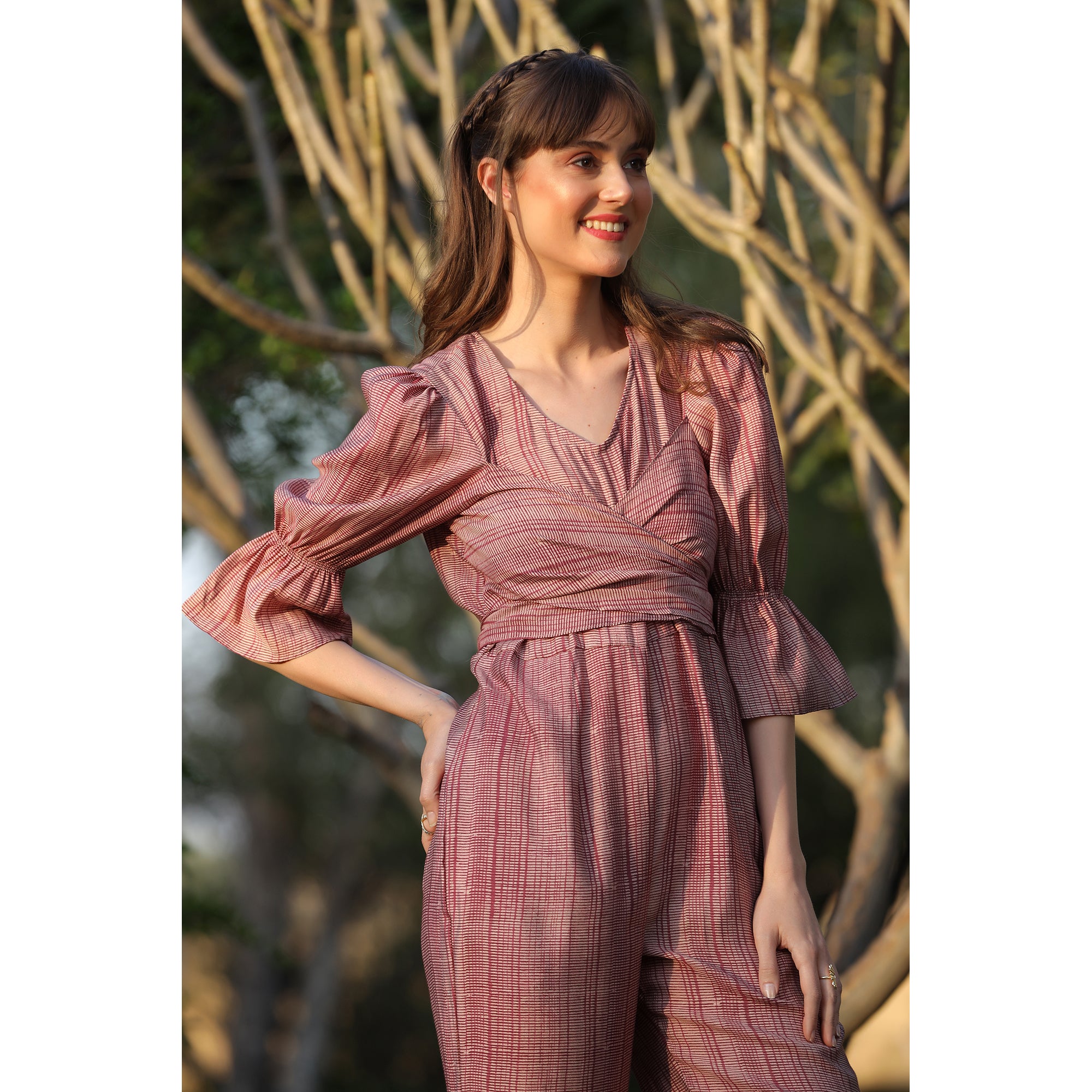 Pink Gooseberry on Russian Silk Jumpsuit