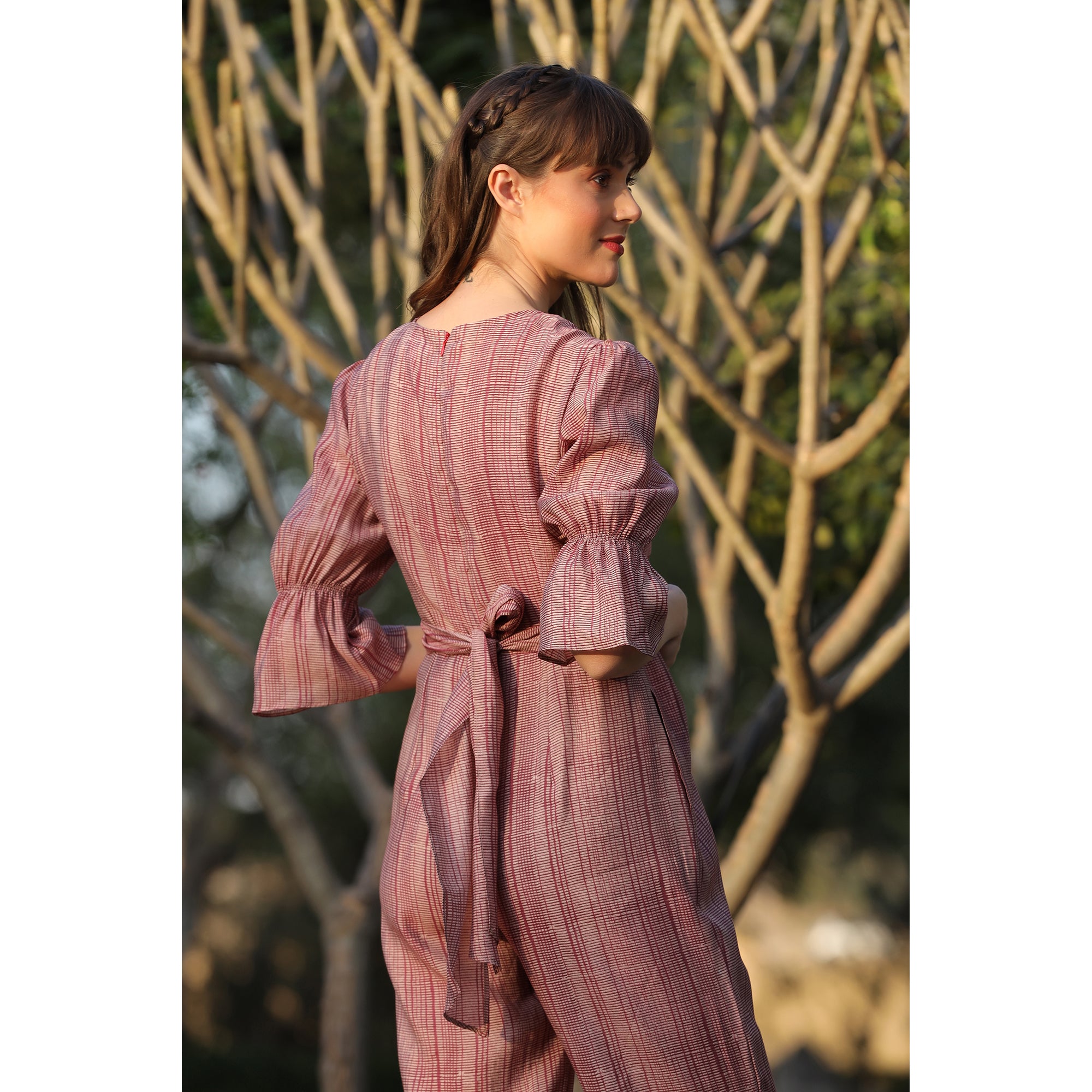 Pink Gooseberry on Russian Silk Jumpsuit