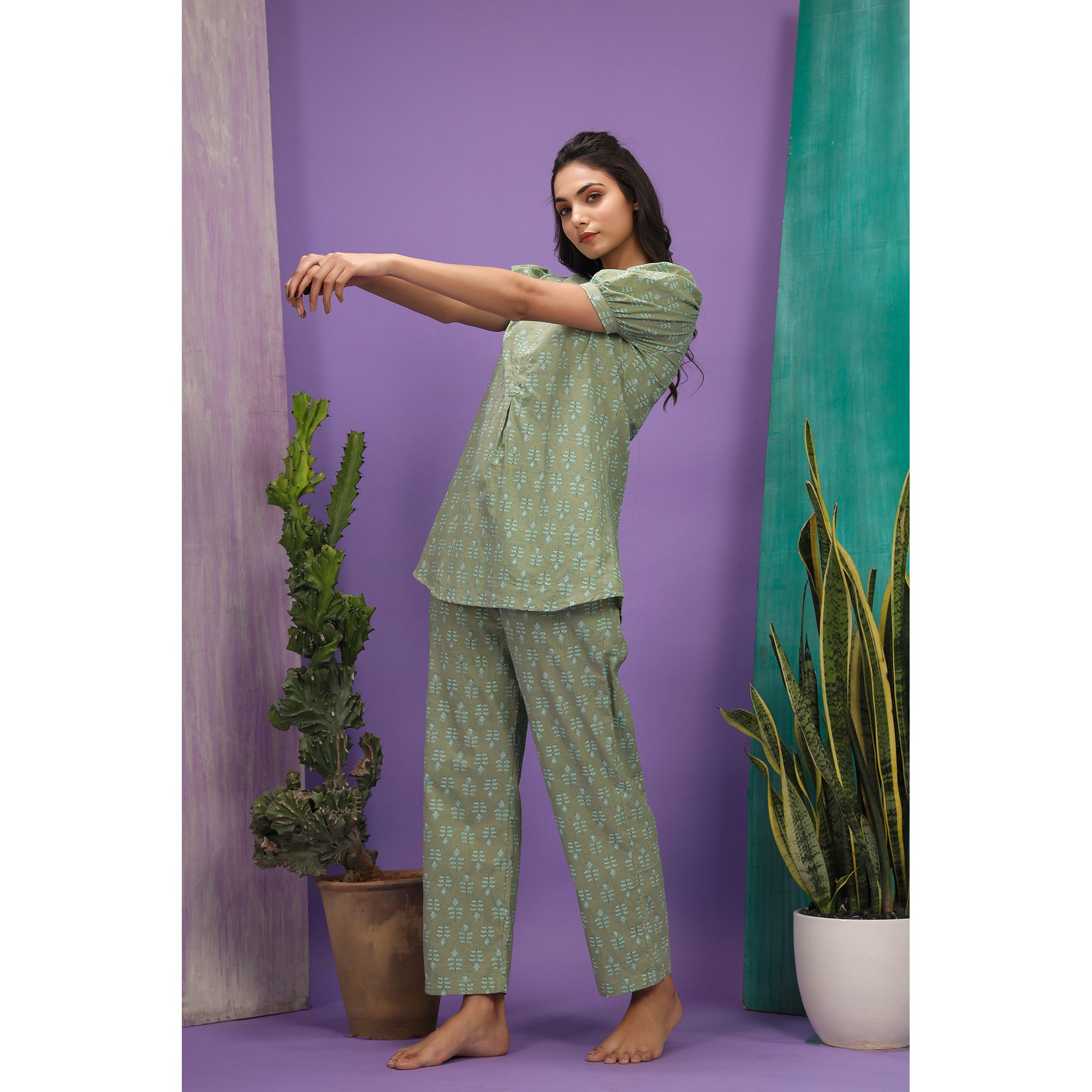 Nature on Grey Loungewear Top Set