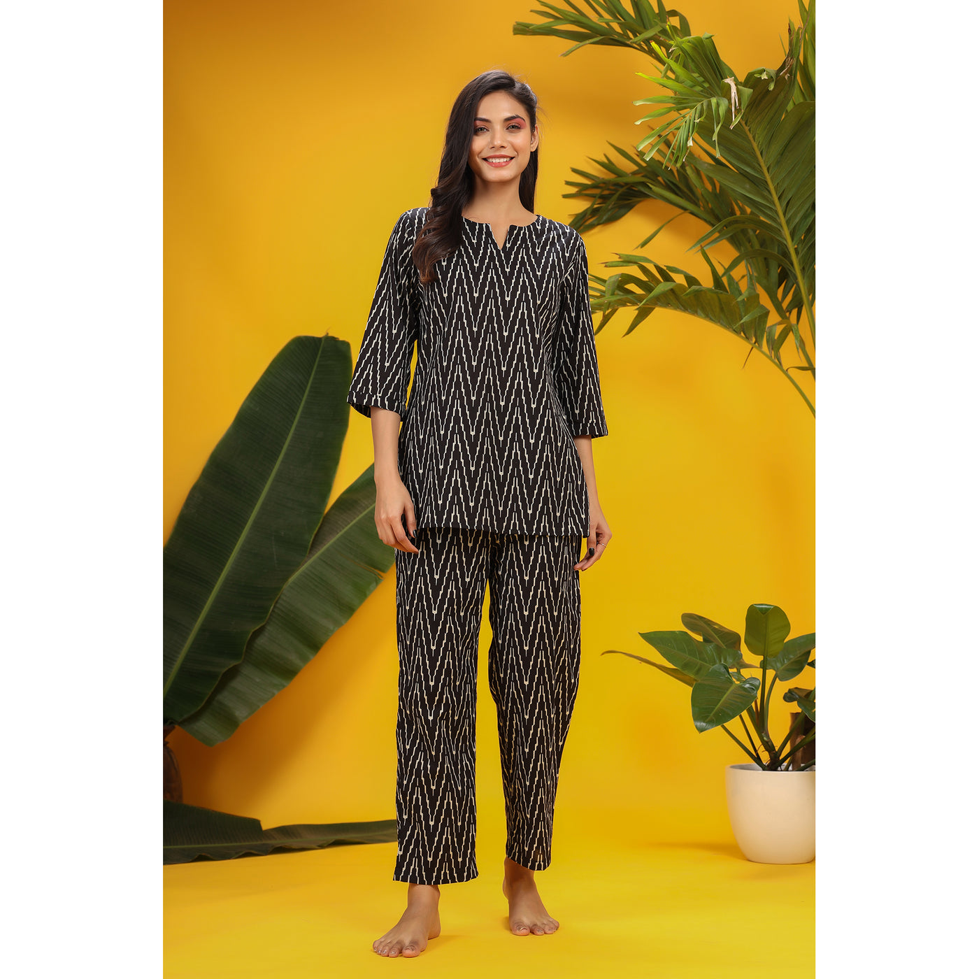 Zig Zag on Black Loungewear Set