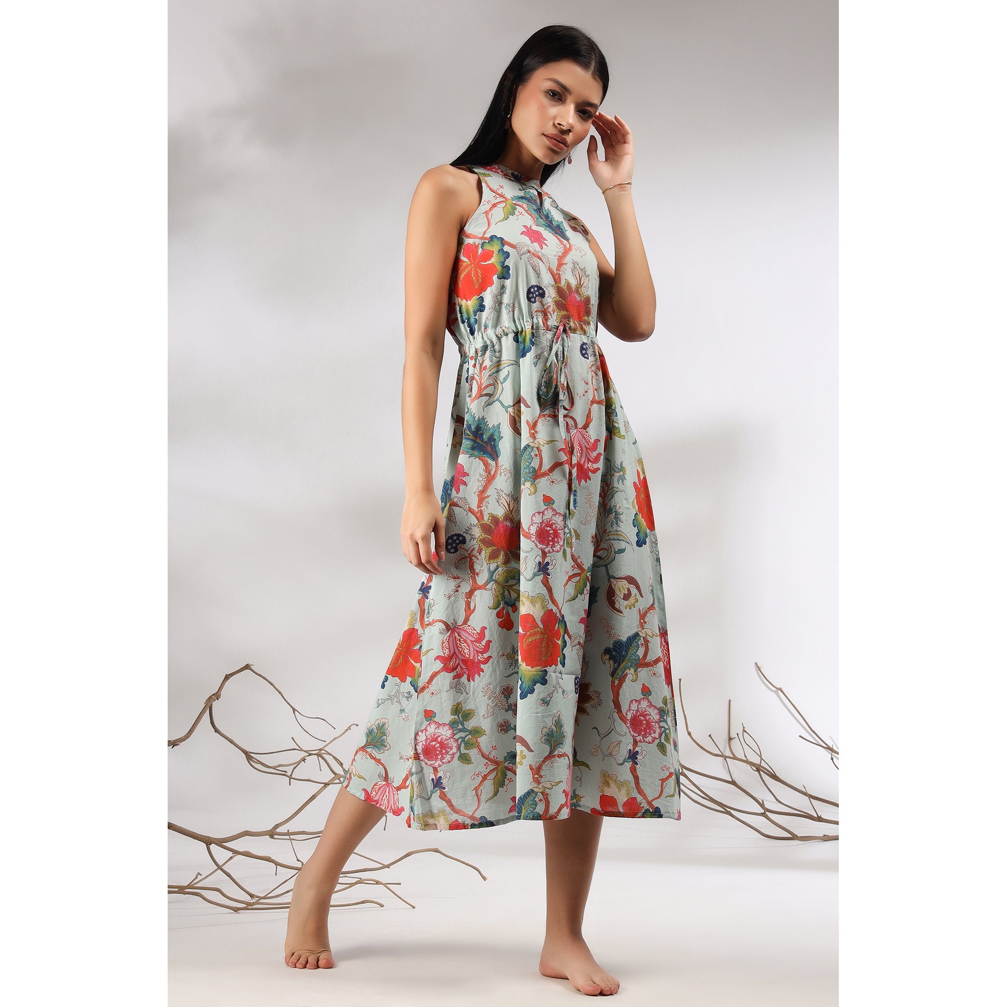 Nomadic Folk on Sky Blue Midi Dress