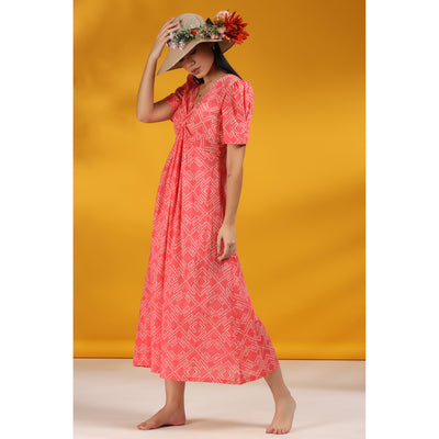 Front twist Sundress on Pink Midi Dress