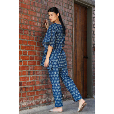 Daabu on Blue Kaftan Pyjama Set