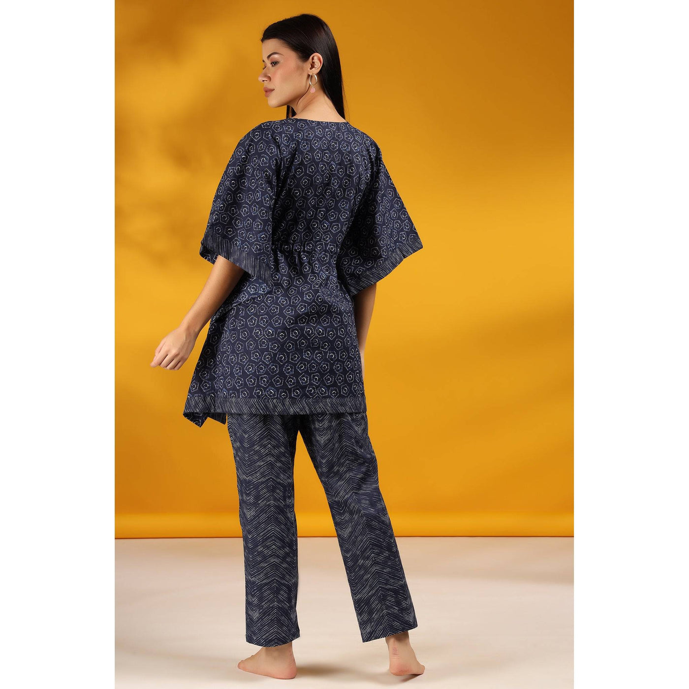 Abstract on Blue kaftan Pyjama