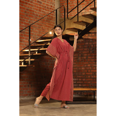 Four Leaf Clovers On Maroon Kaftan JISORA