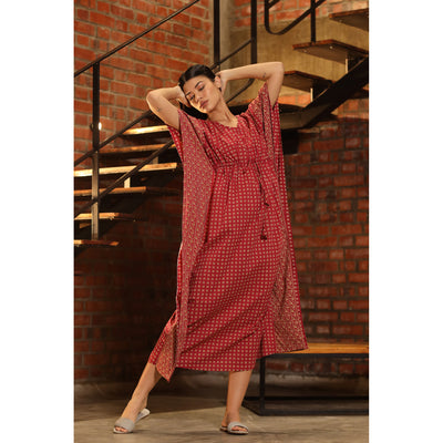 Four Leaf Clovers On Maroon Kaftan JISORA