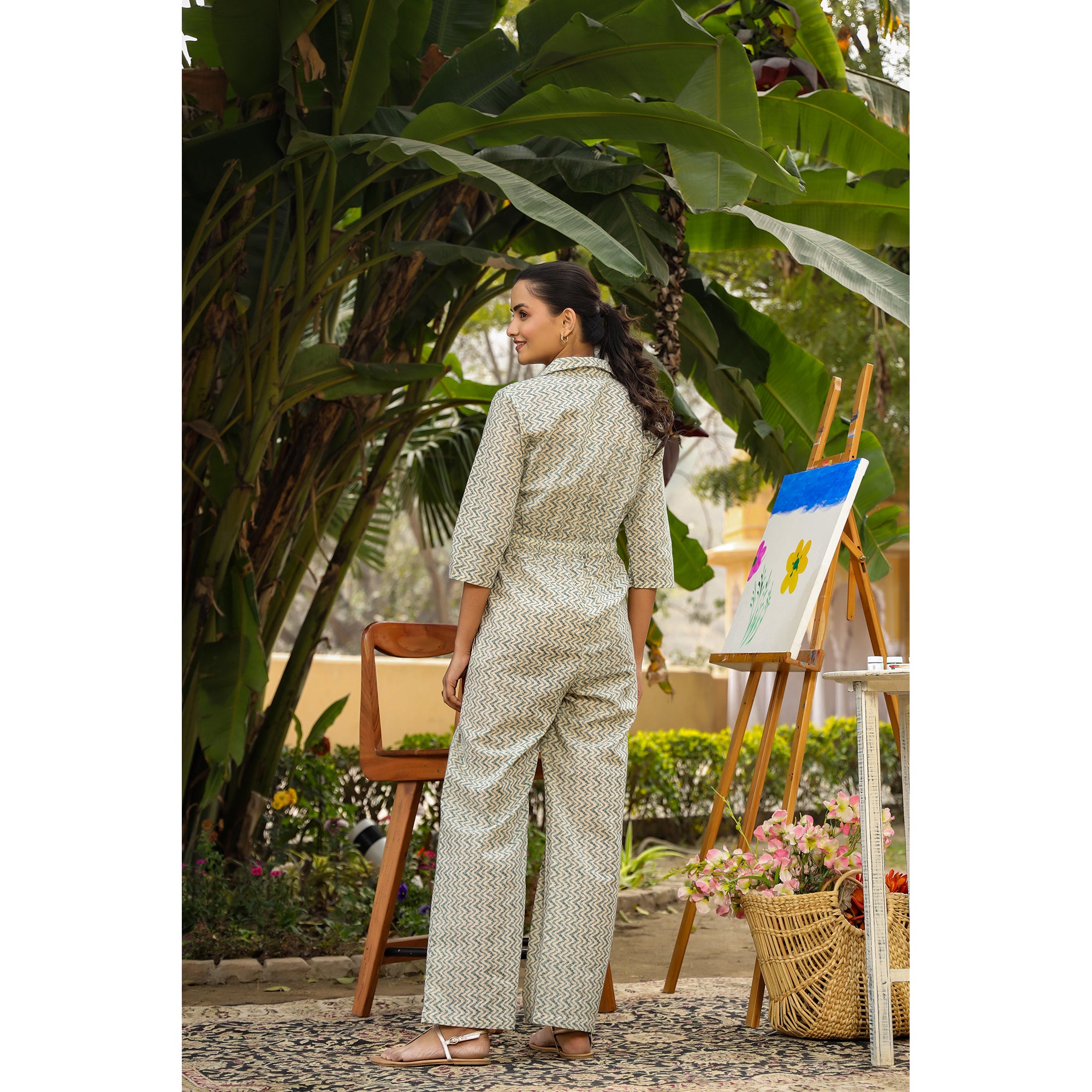 Patterned Zig-zag on Off white Jumpsuit