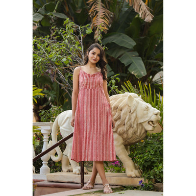 Floral Twines on Maroon Strap Dress