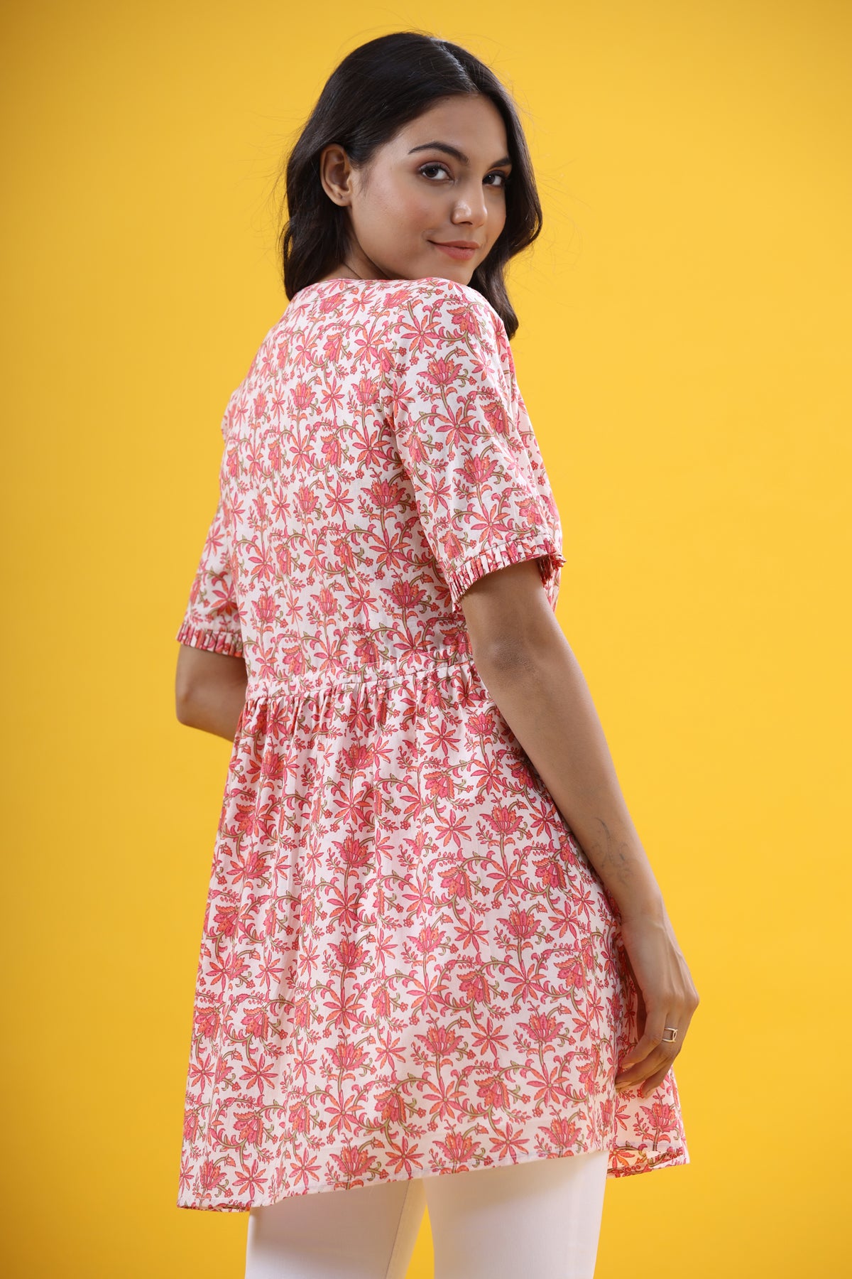 Floral Mosaic with Booti Inner Short Kurti