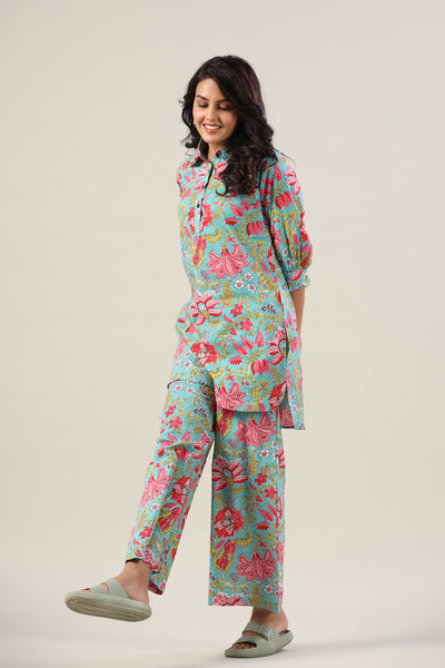 Jaal on Blue Collared Lounge Co-ord Set