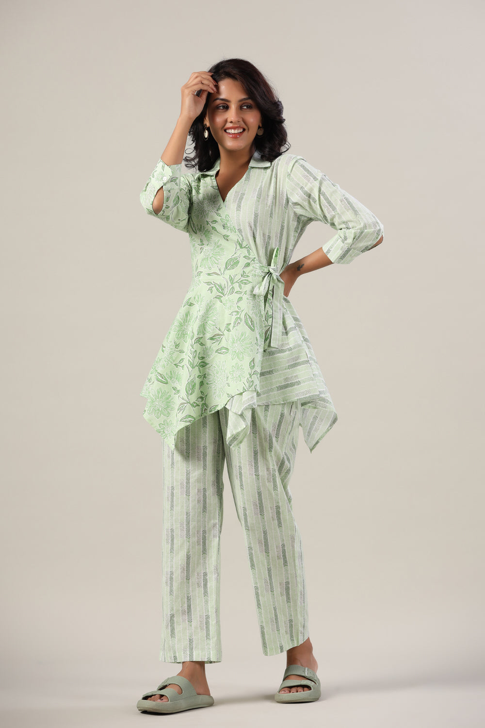 Green Zig-Zag Cotton Co-ord Set