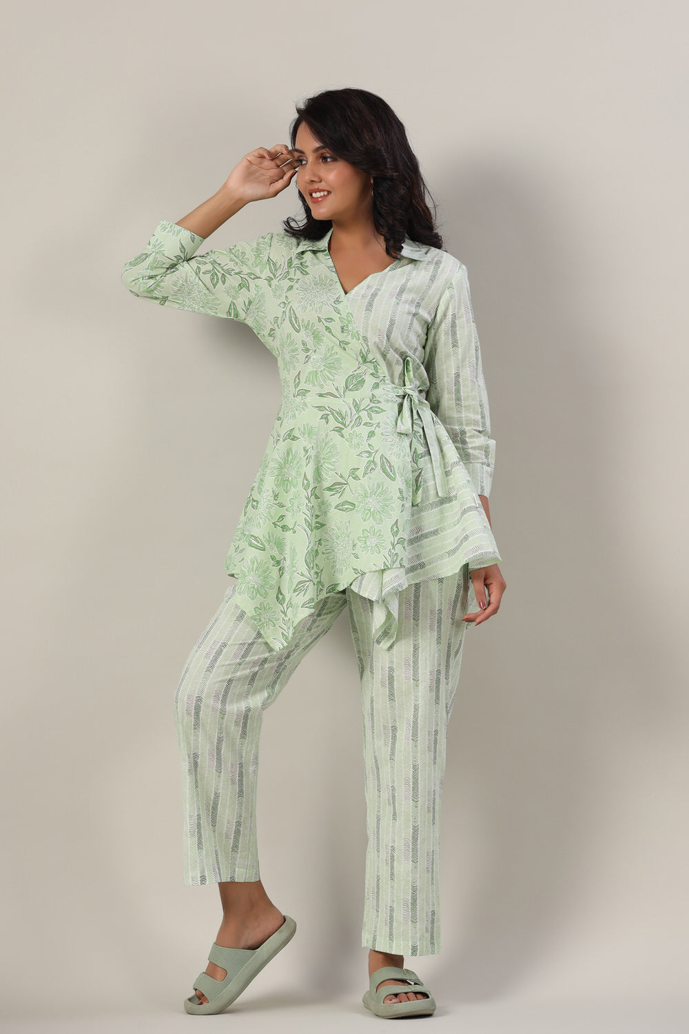 Green Zig-Zag Cotton Co-ord Set