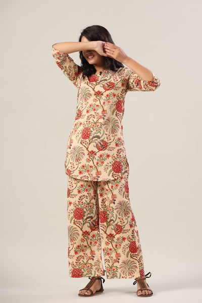 Scenery On Beige Cotton Loungewear Set