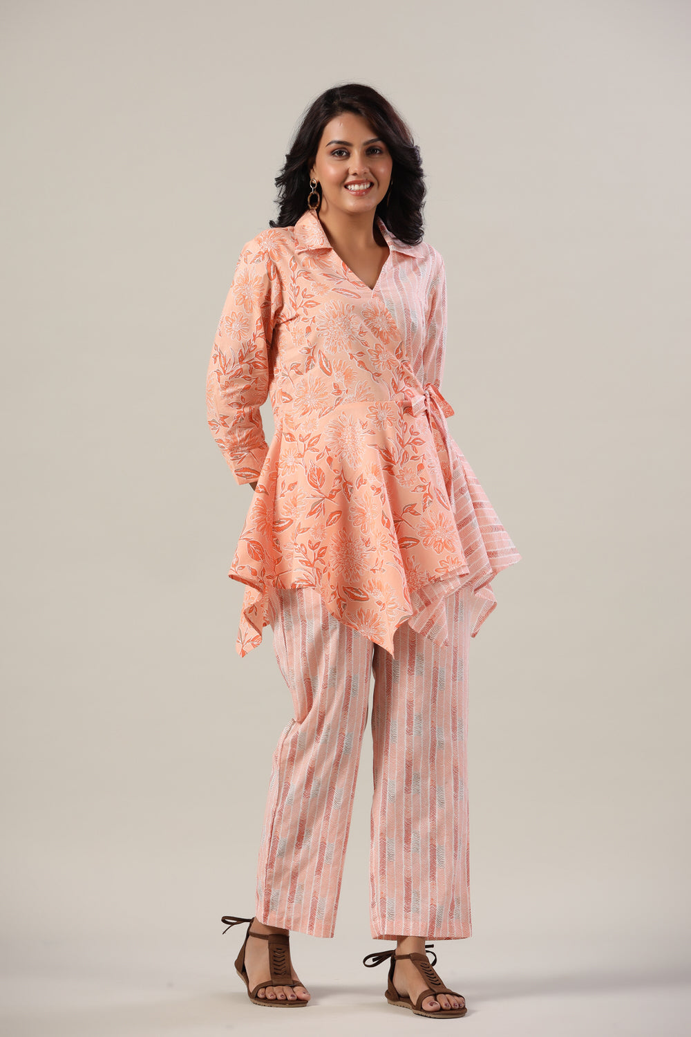 Peach Zig-Zag on Cotton Co-ord Set