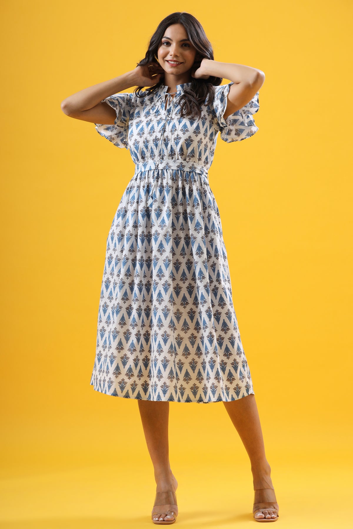 Tulips on White Midi Dress