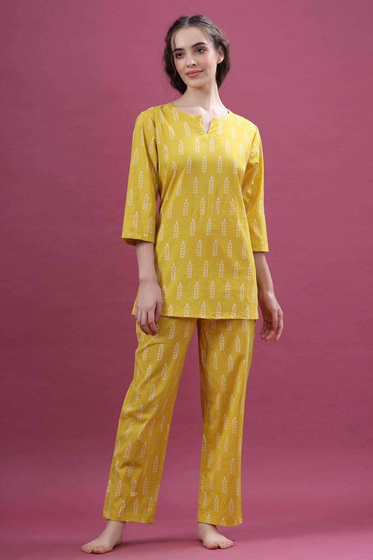 Minimalist Motif On Yellow Loungewear