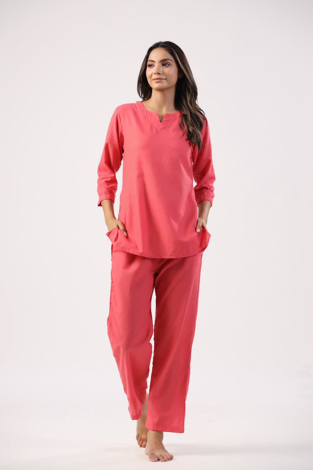 Cranberry Chic Cotton Loungewear Top Set