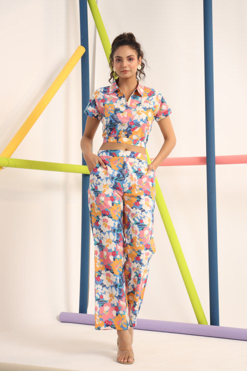 Abstract Bright Floral on Cotton Co-ord Set