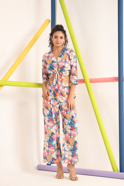 Abstract Bright Floral on Cotton Co ord Set