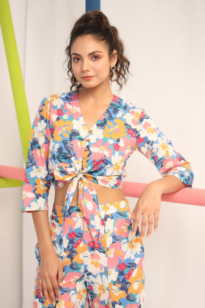 Abstract Bright Floral on Cotton Co ord Set