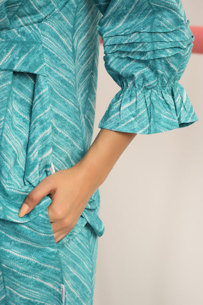 Turquoise Shibori on Cotton Co ord Set