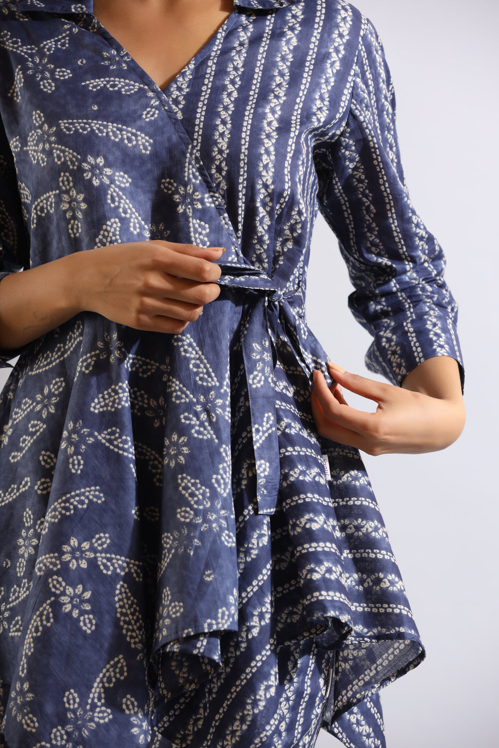 Floral Shibori on Blue Cotton Co-ord Set
