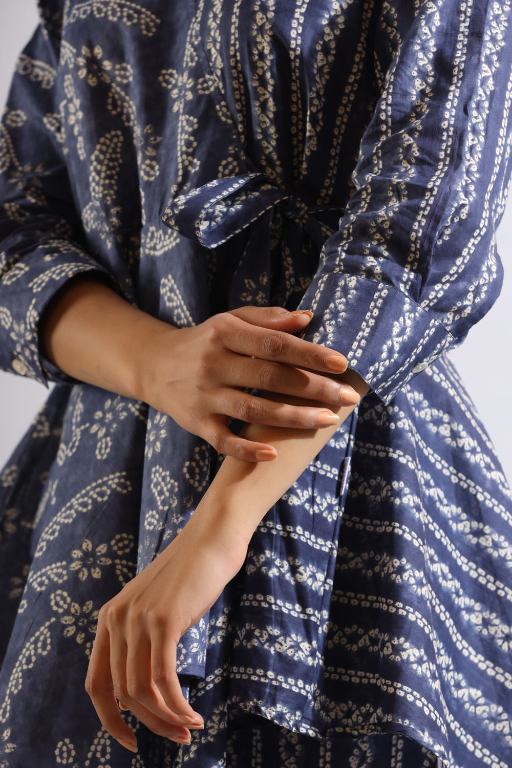 Floral Shibori on Blue Cotton Co-ord Set