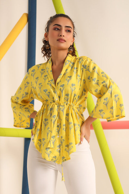 Daffodil Yellow Silk Top